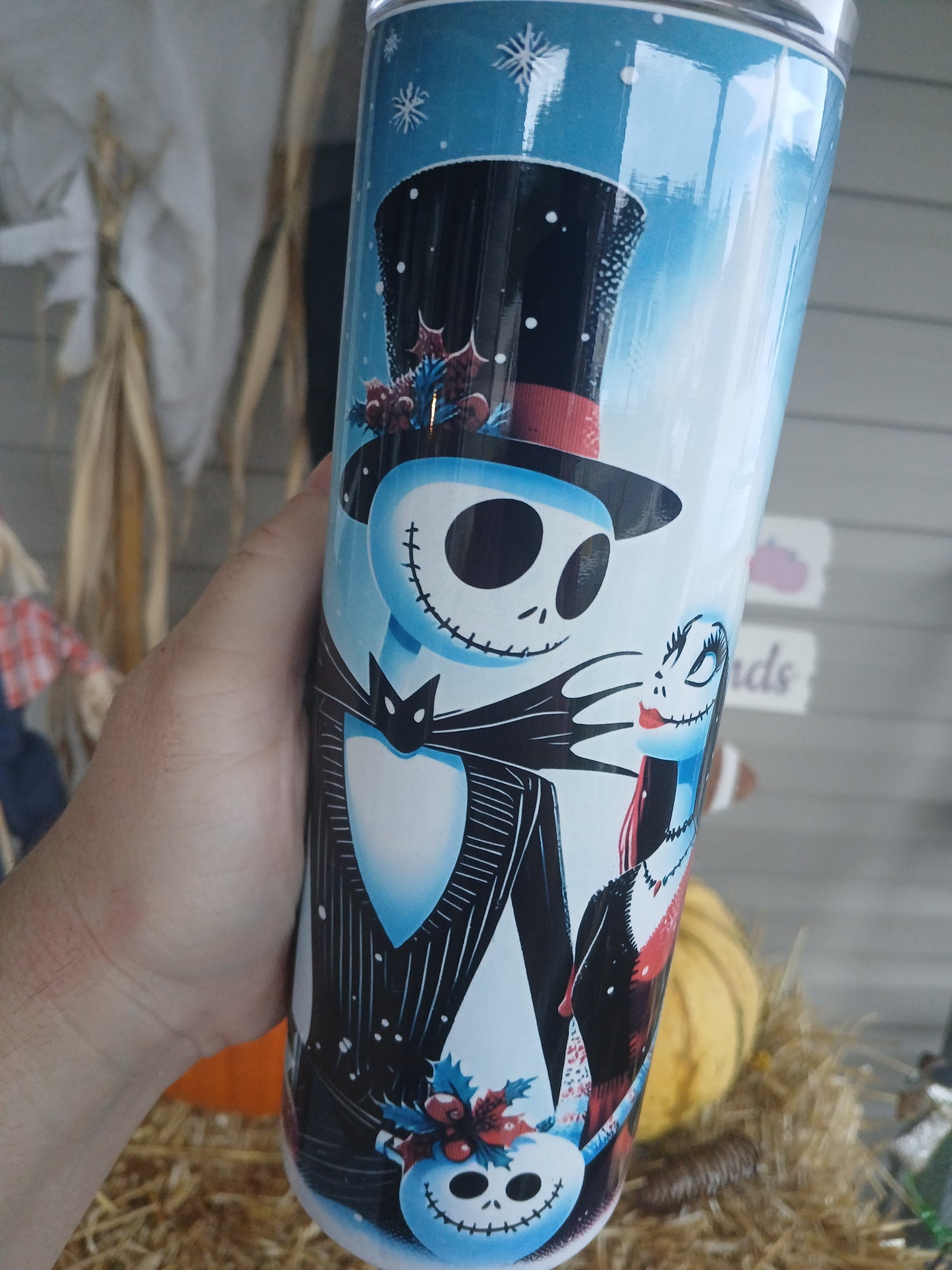 Jack & Sally Christmas themed 20 oz tumbler
