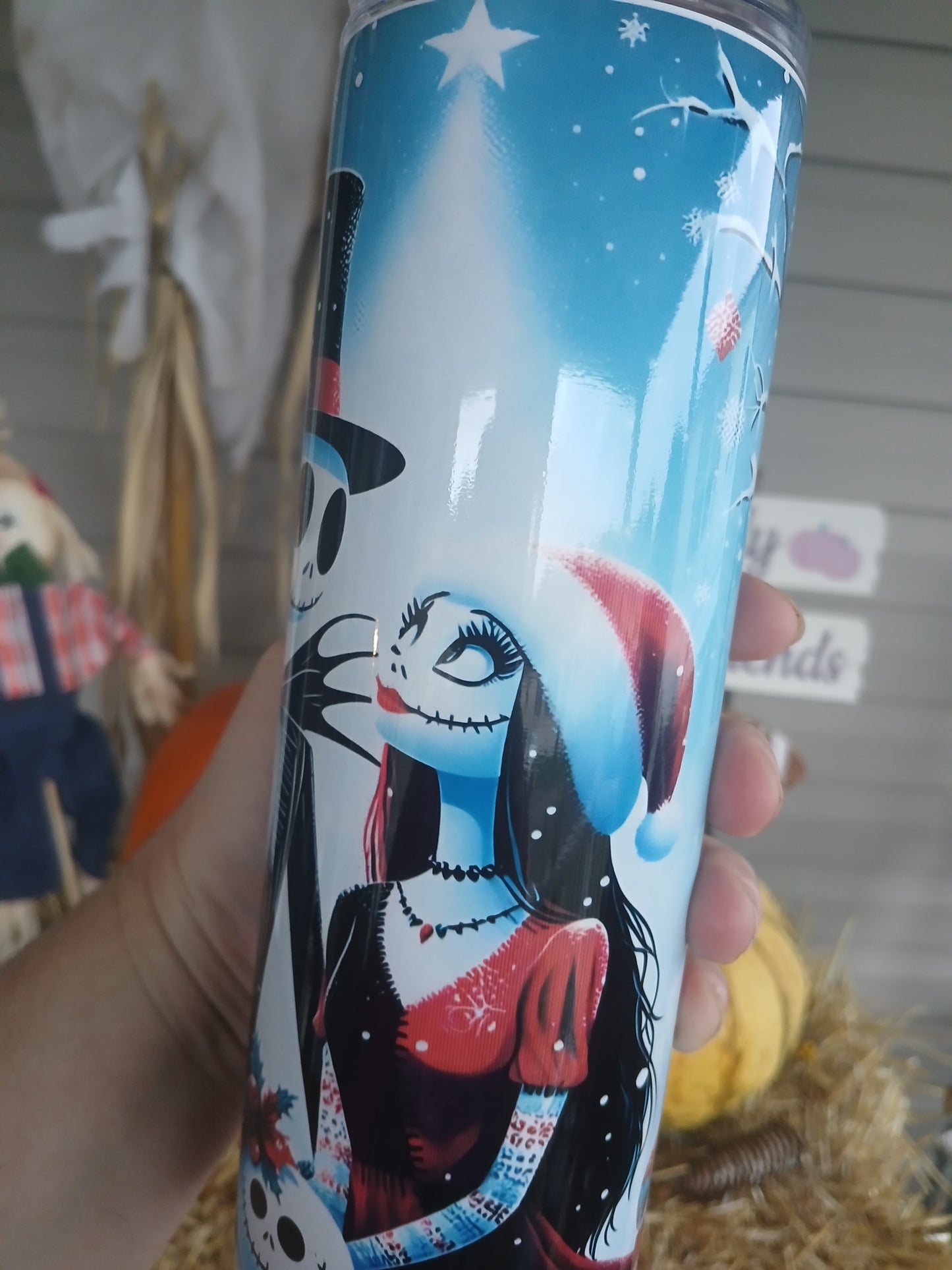 Jack & Sally Christmas themed 20 oz tumbler