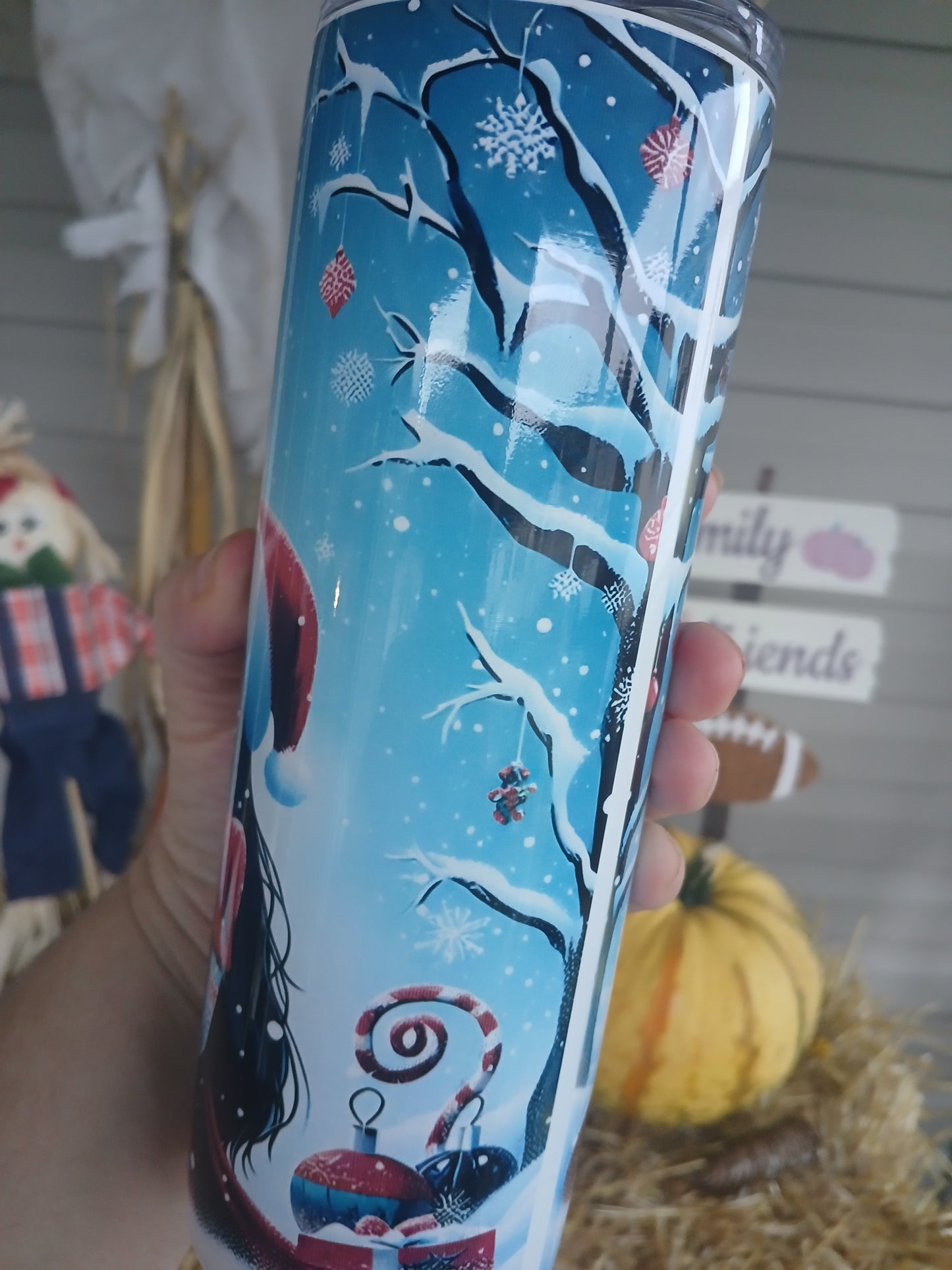 Jack & Sally Christmas themed 20 oz tumbler
