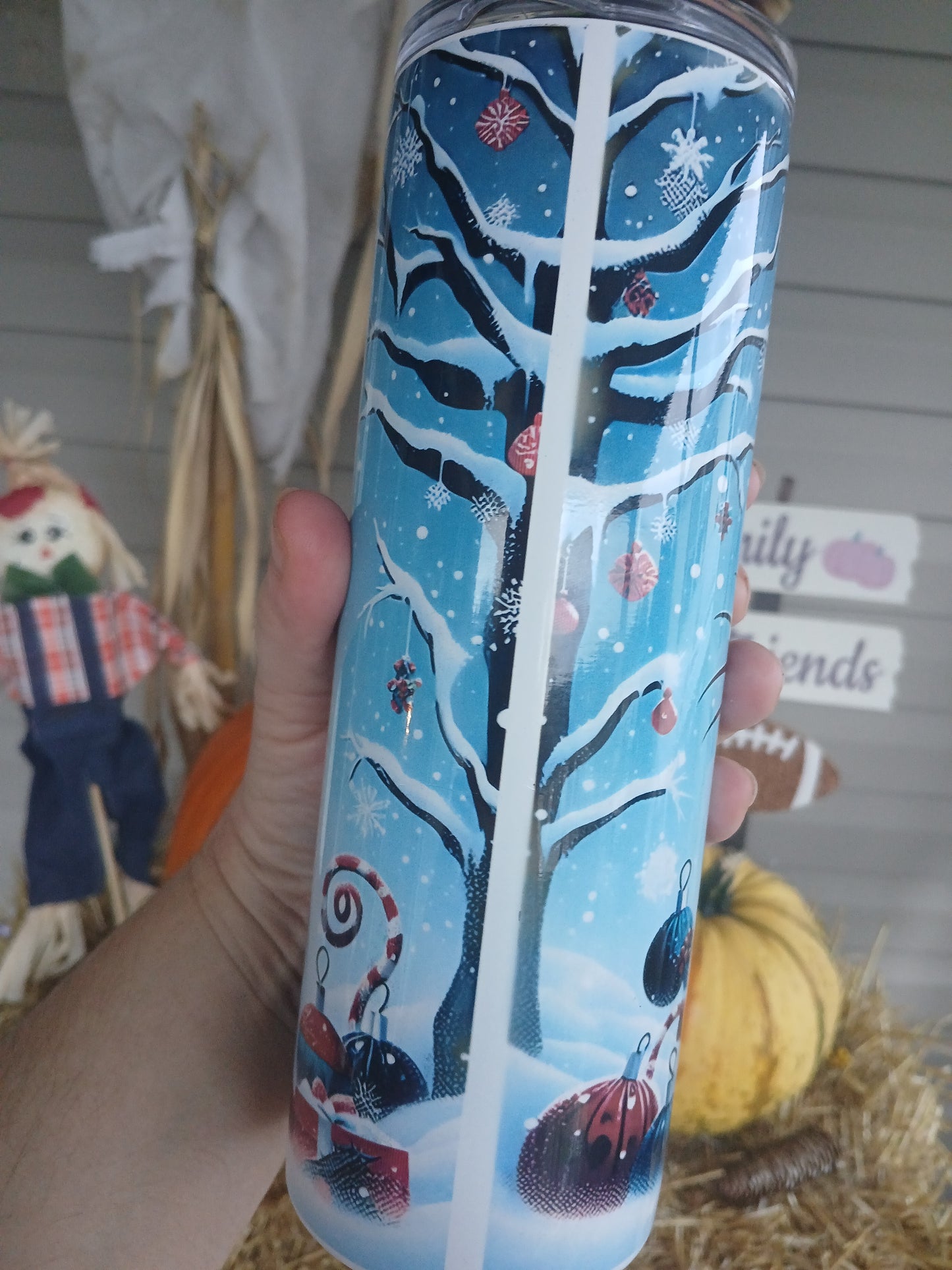 Jack & Sally Christmas themed 20 oz tumbler