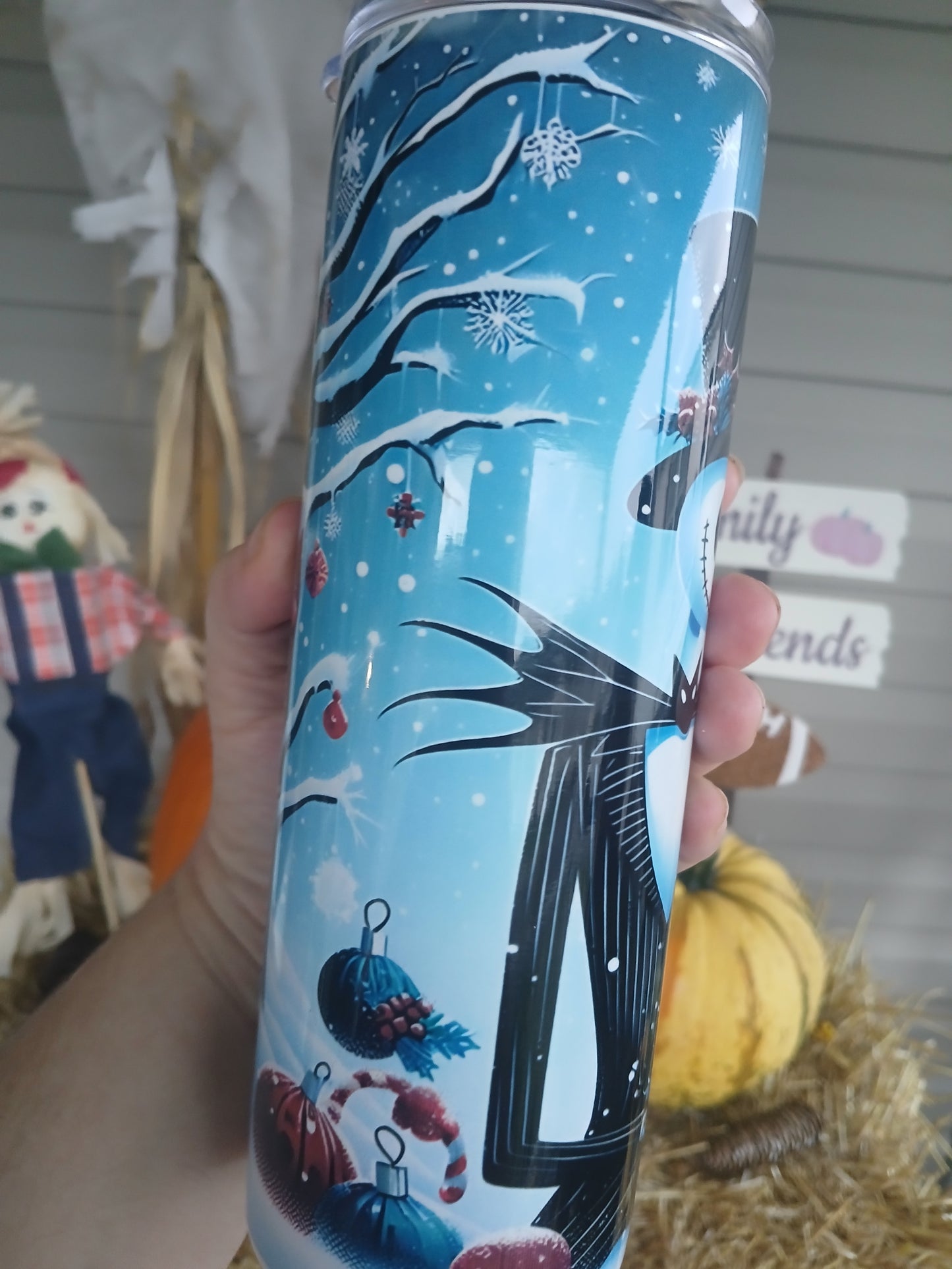 Jack & Sally Christmas themed 20 oz tumbler