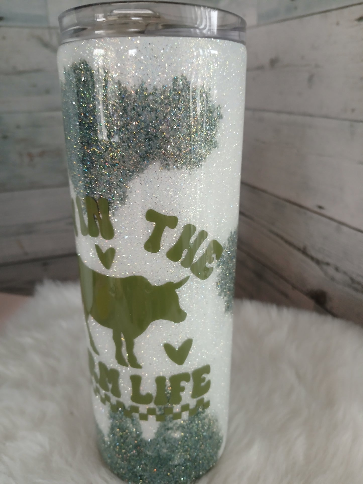 Loving the farm life glittered cow spot tumbler