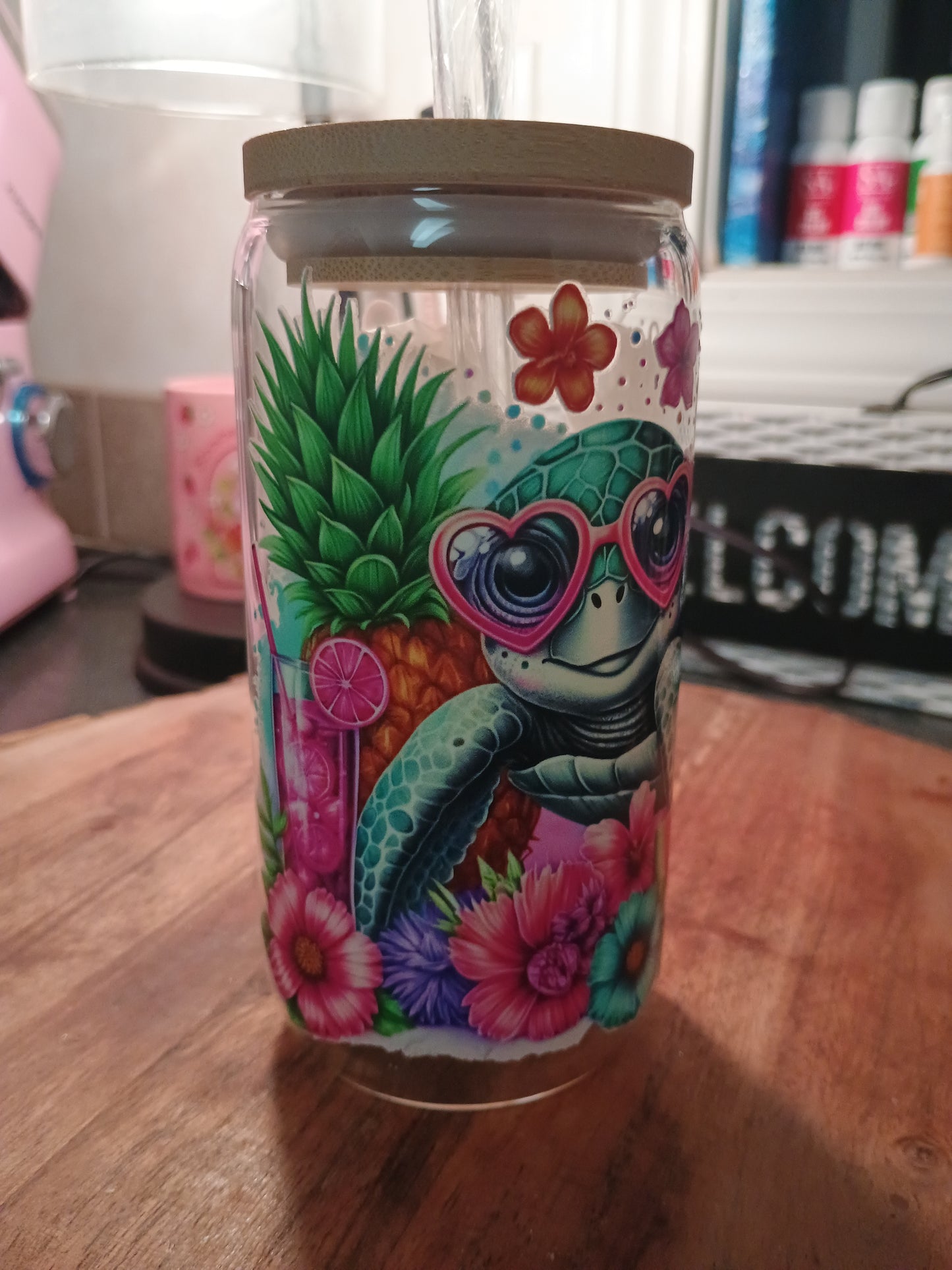 I need vitamin sea cute turtle glass can