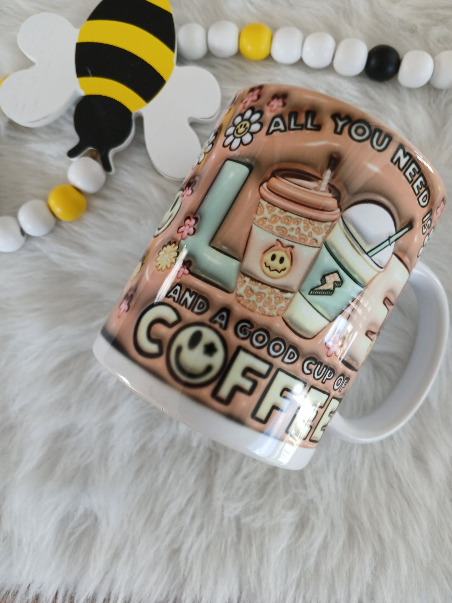 All you need is love and a good cup of coffee 3D effect mug