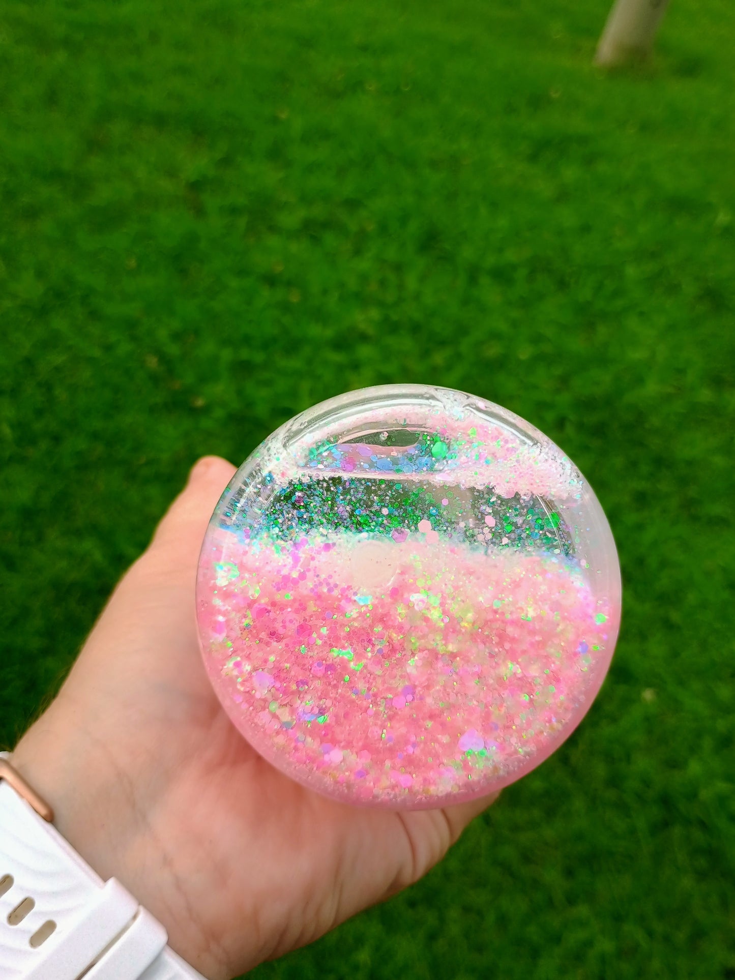 Passion potion pink 🩷 glittered snowglobe glass tumbler