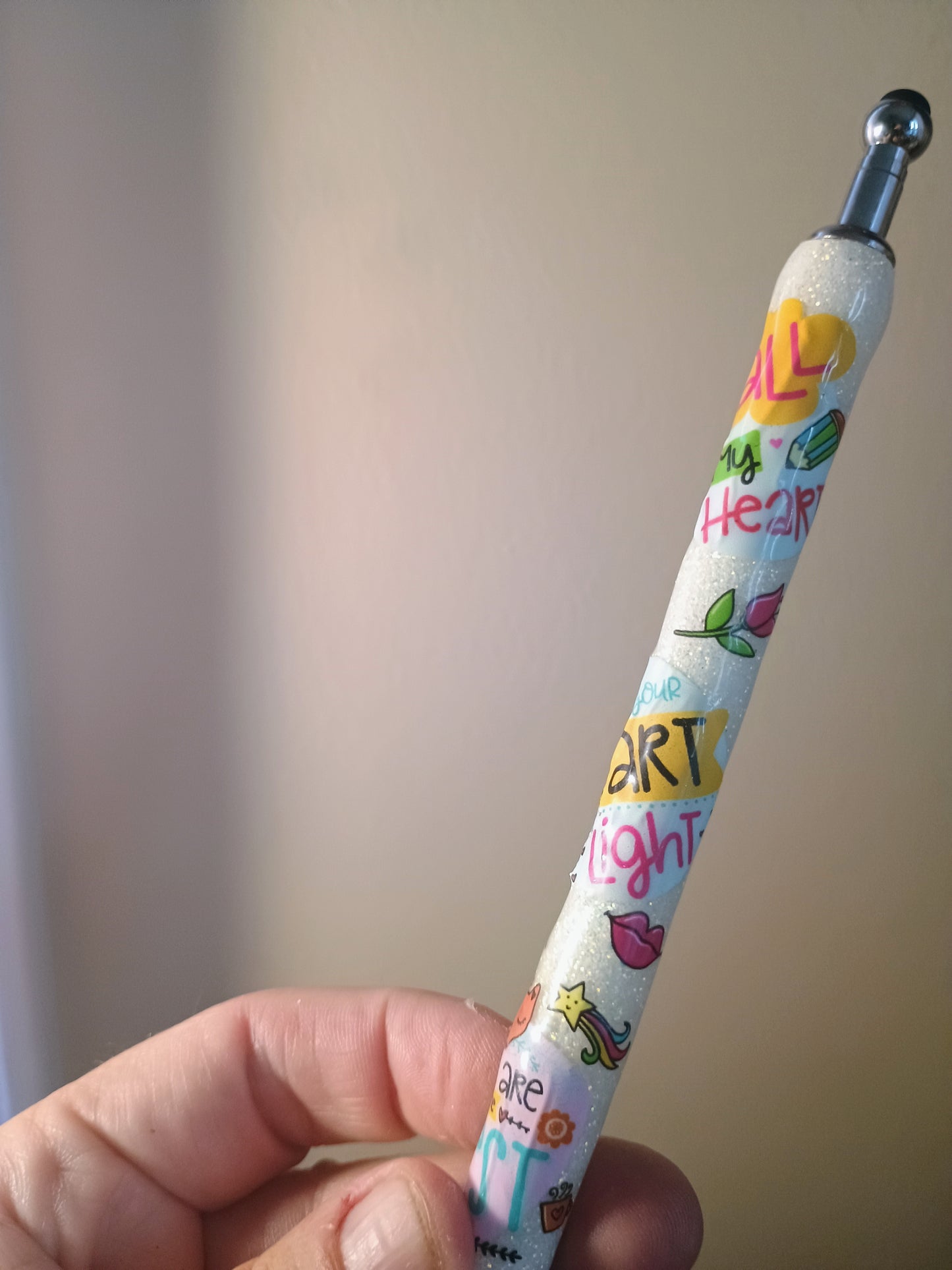 Teacher inspired glittered gel pen