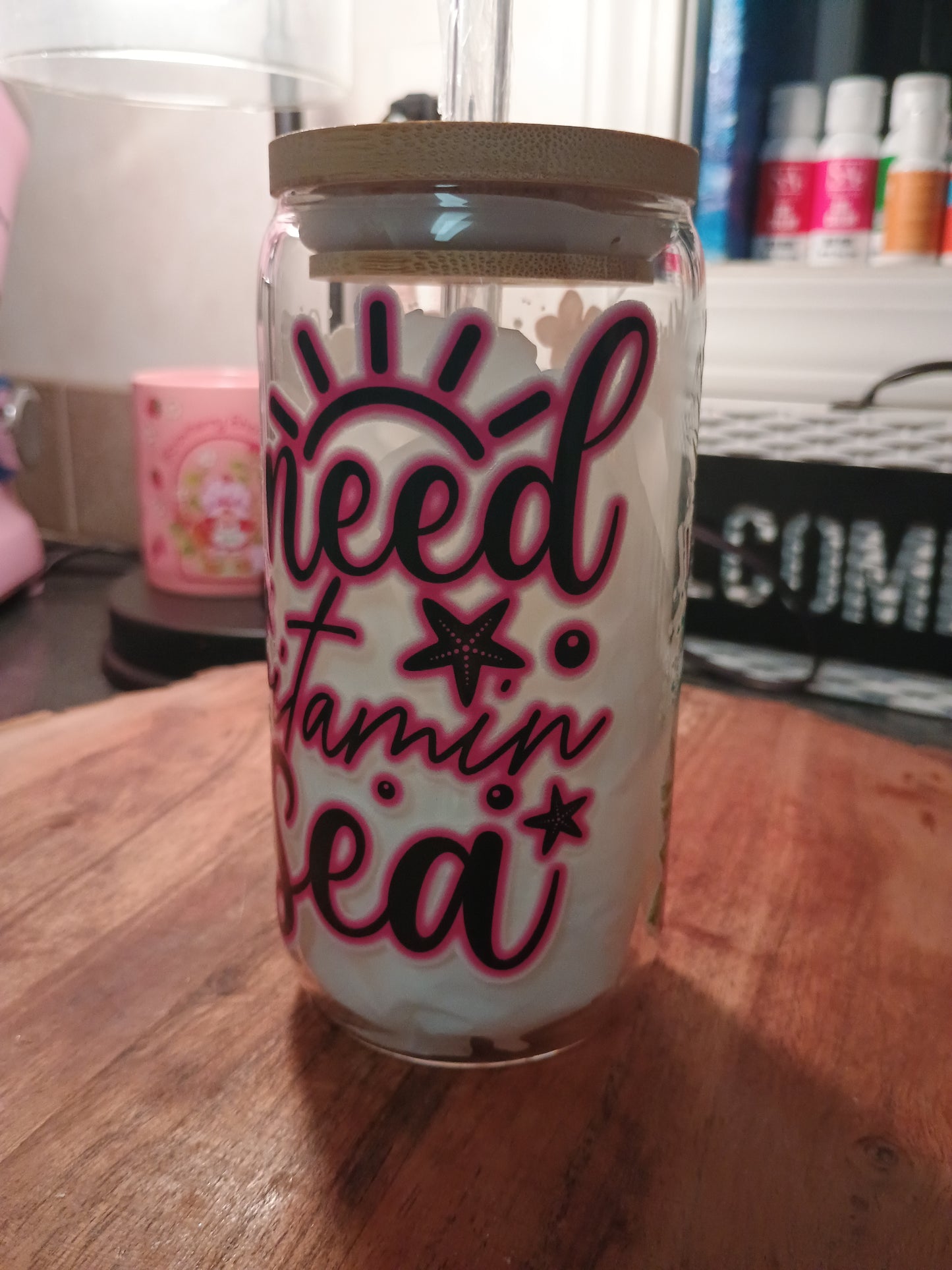 I need vitamin sea cute turtle glass can