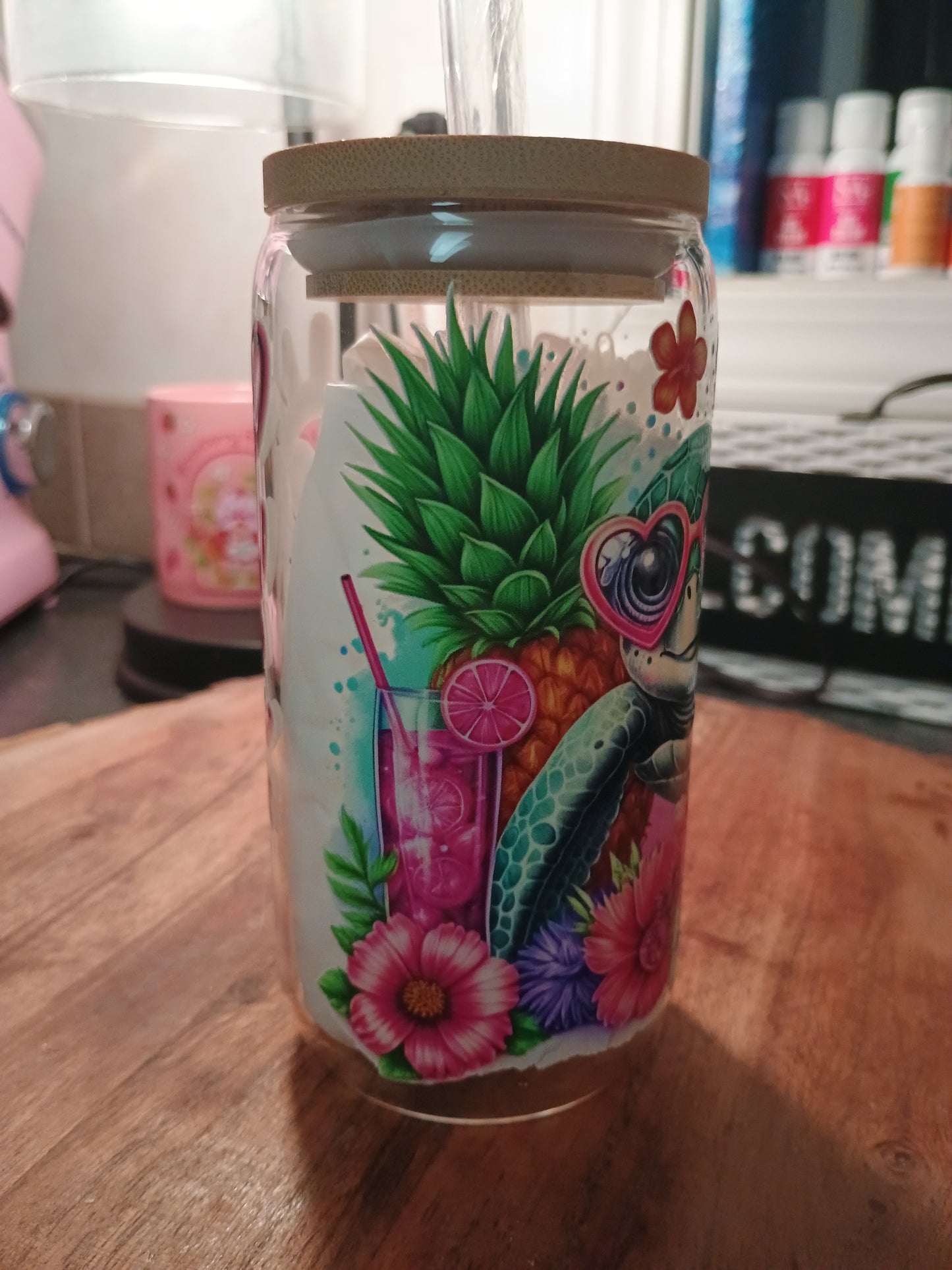 I need vitamin sea cute turtle glass can