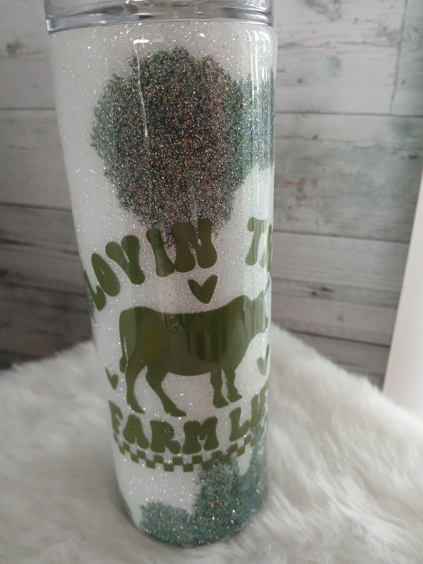 Loving the farm life glittered cow spot tumbler