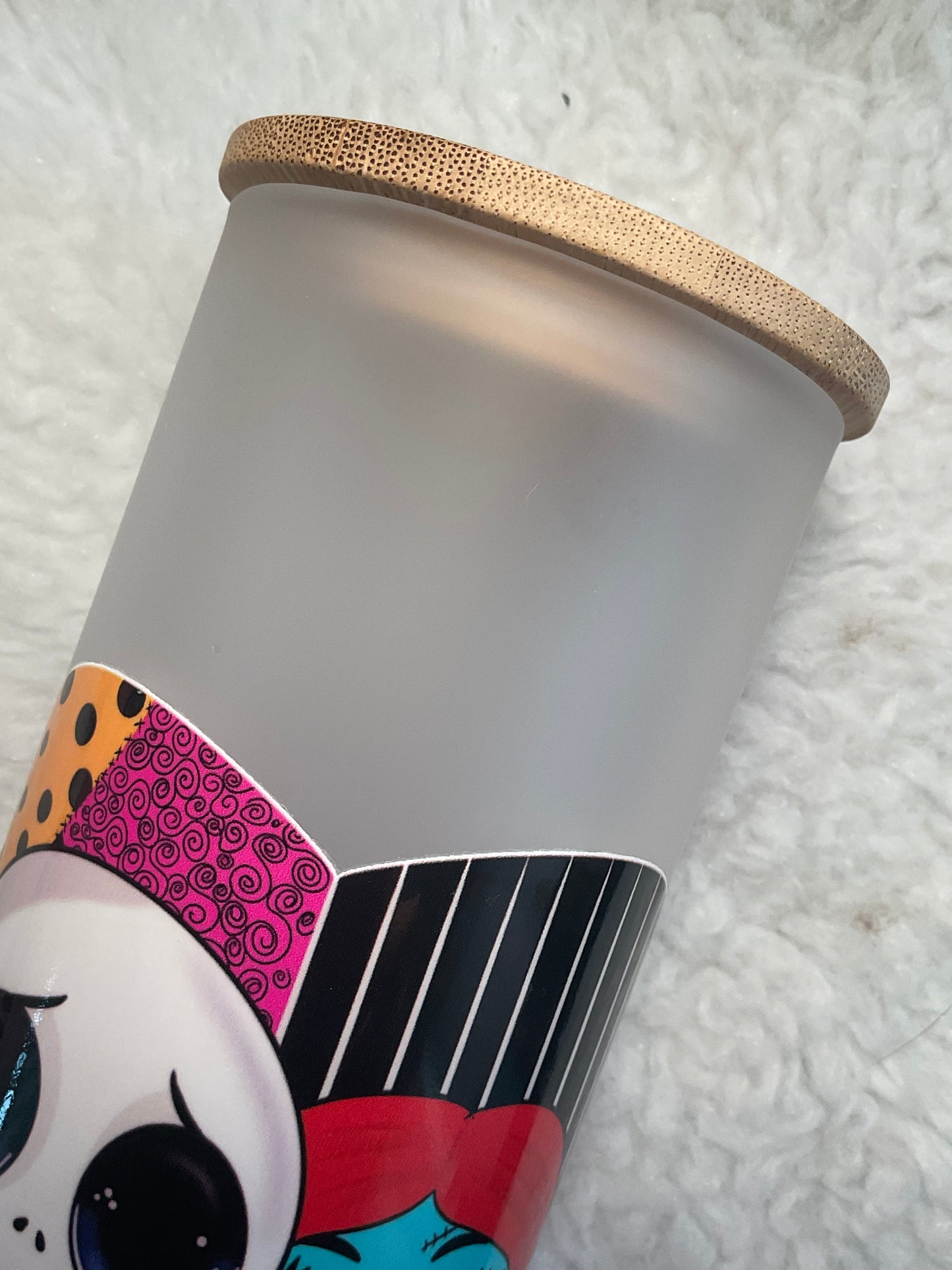 25 oz Frosted Glass Tumbler – Spooky Cute Characters with Bamboo Lid & Straw