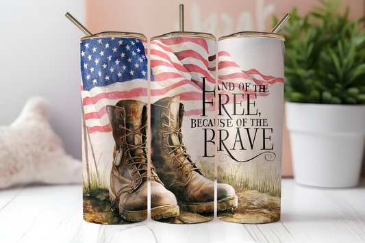 Land of the Free Because of the Brave Stainless Steel Tumbler