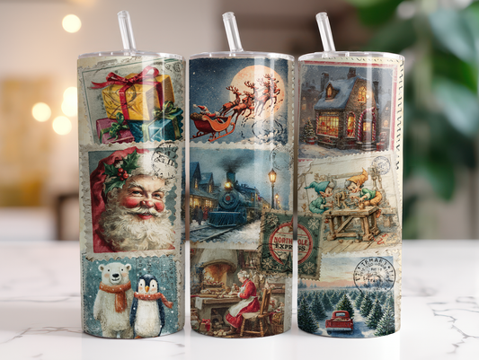 North Pole Express Stamps Vintage 20 oz tumbler