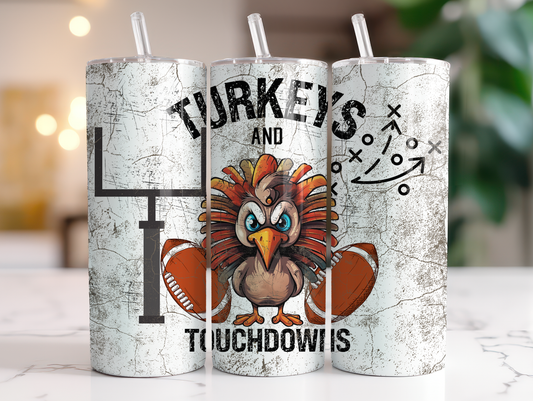 Turkeys and Touchdowns 20 oz Stainless Steel Tumbler
