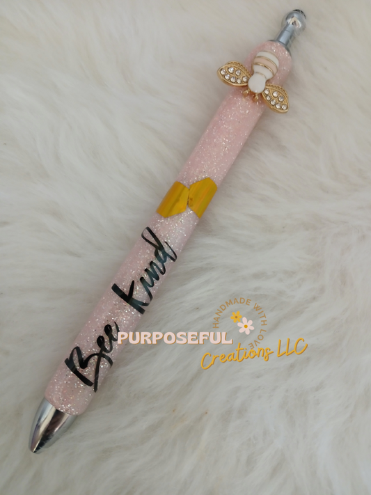Bee kind stainless steel gel pen in light pink