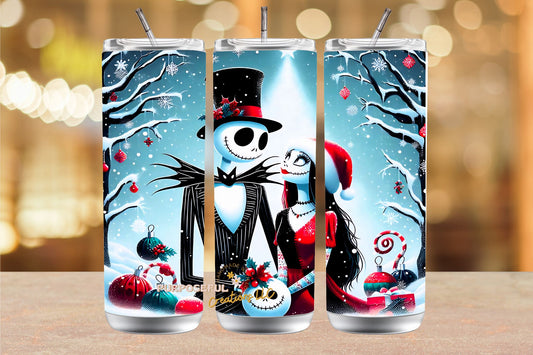 Jack & Sally Christmas themed 20 oz tumbler