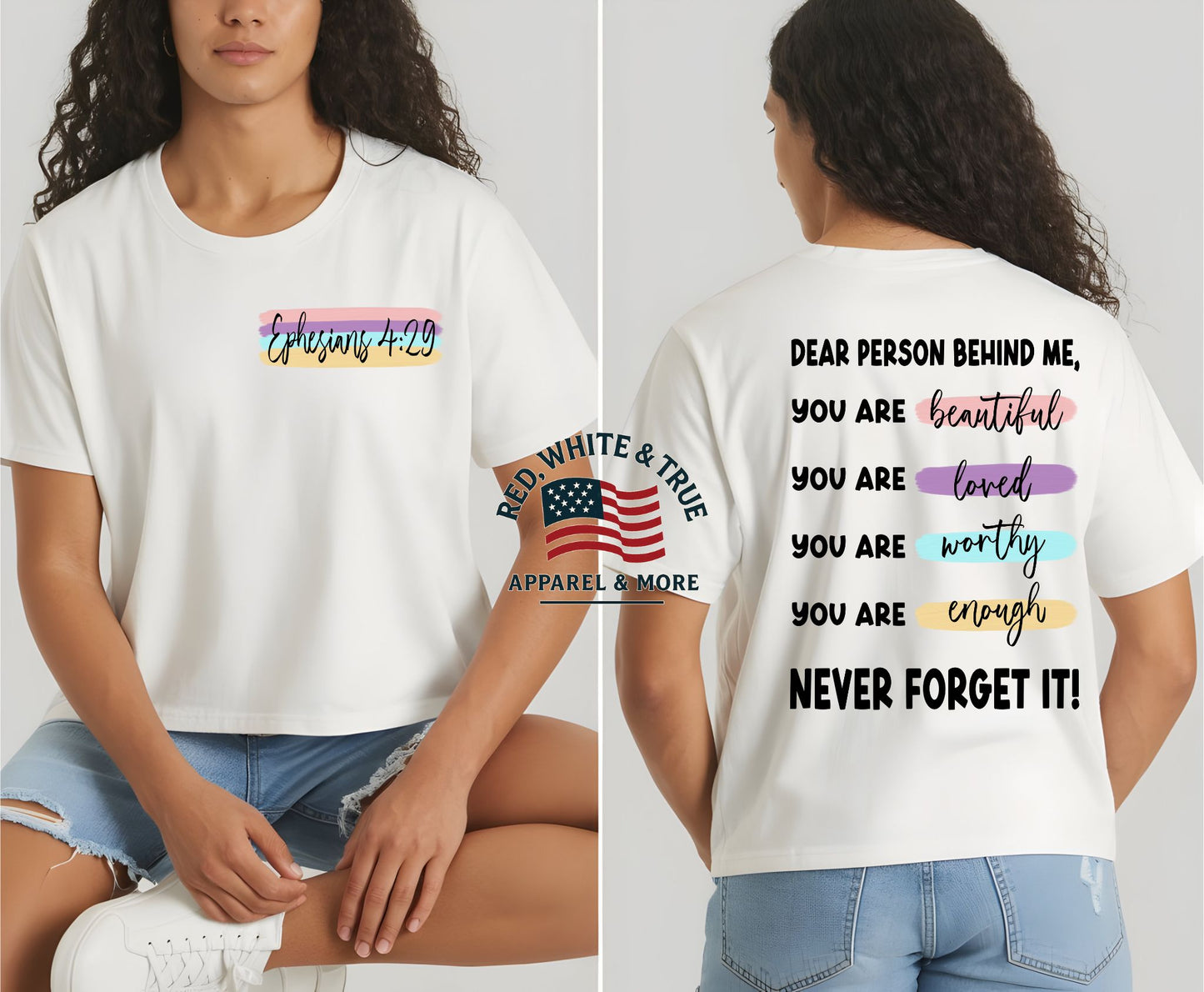 Ephesians 4:29 "Dear Person Behind Me" Graphic Tee – Inspirational Christian Shirt