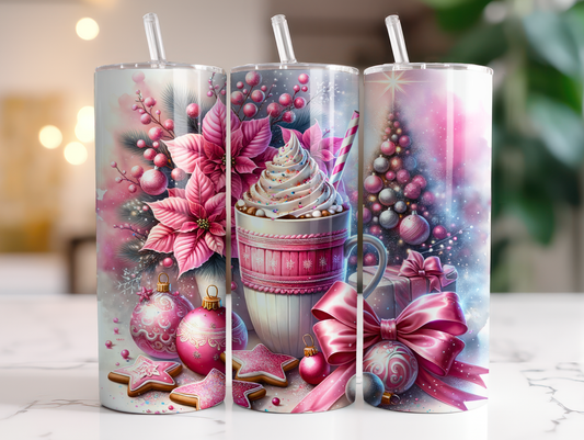 Adorable Pink Hot Cocoa Festive 20 oz tumbler