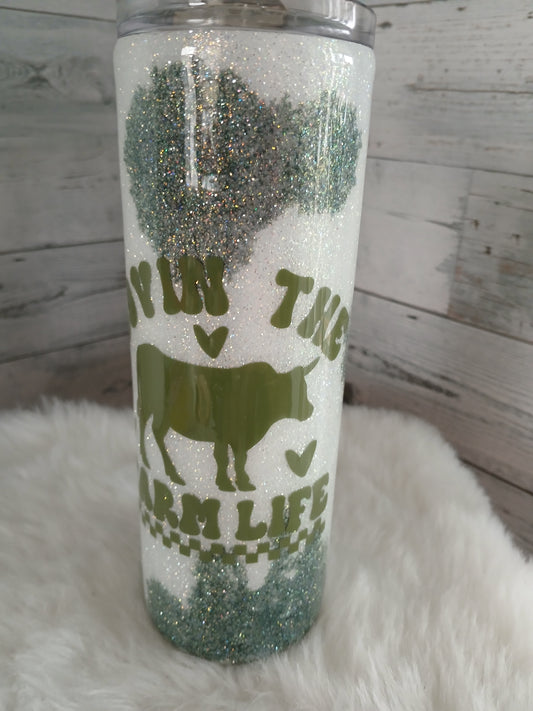 Loving the farm life glittered cow spot tumbler