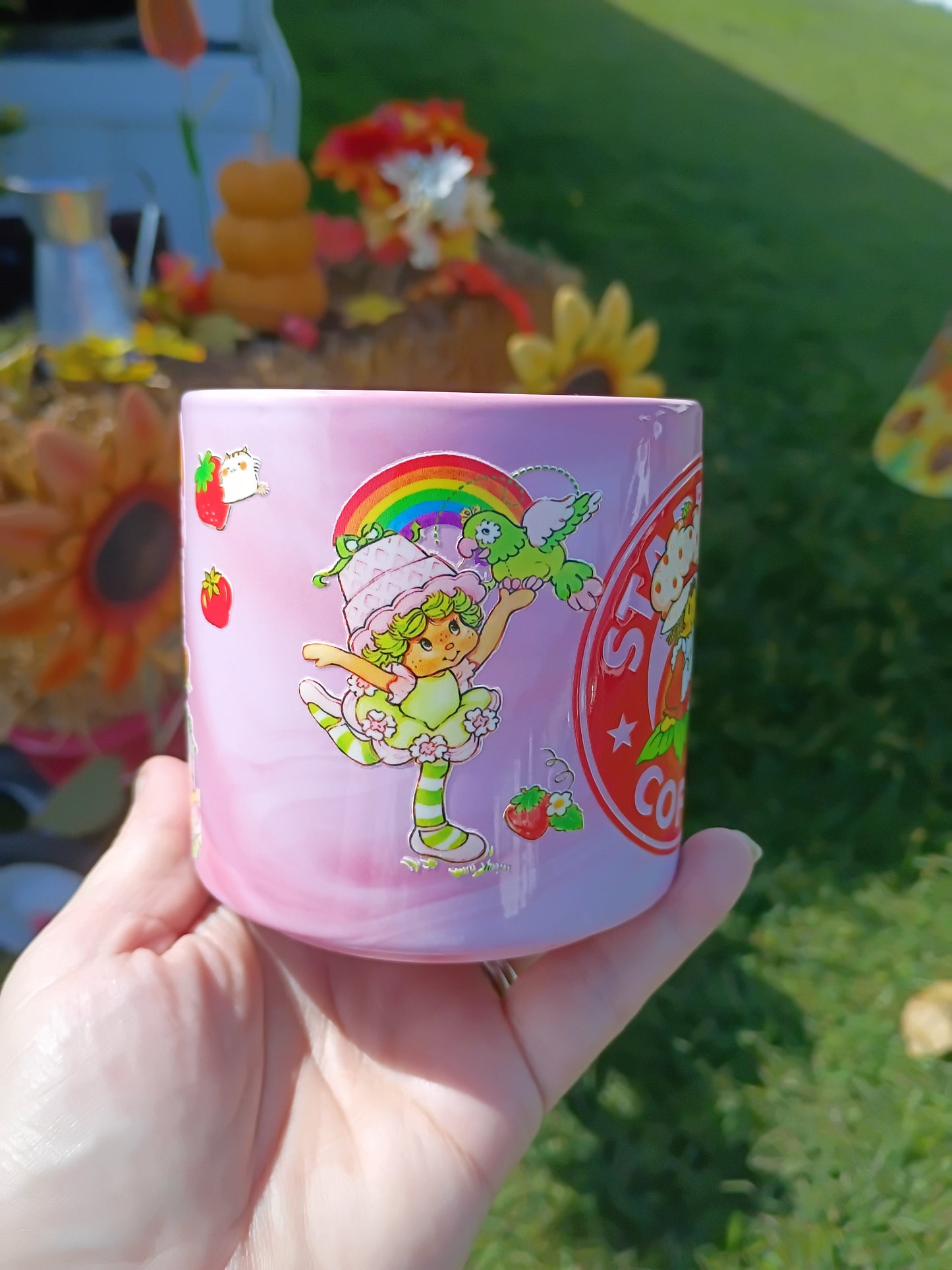 Strawberry Shortcake Inspired Pink Coffee Mug – Fun Retro Starbucks Parody