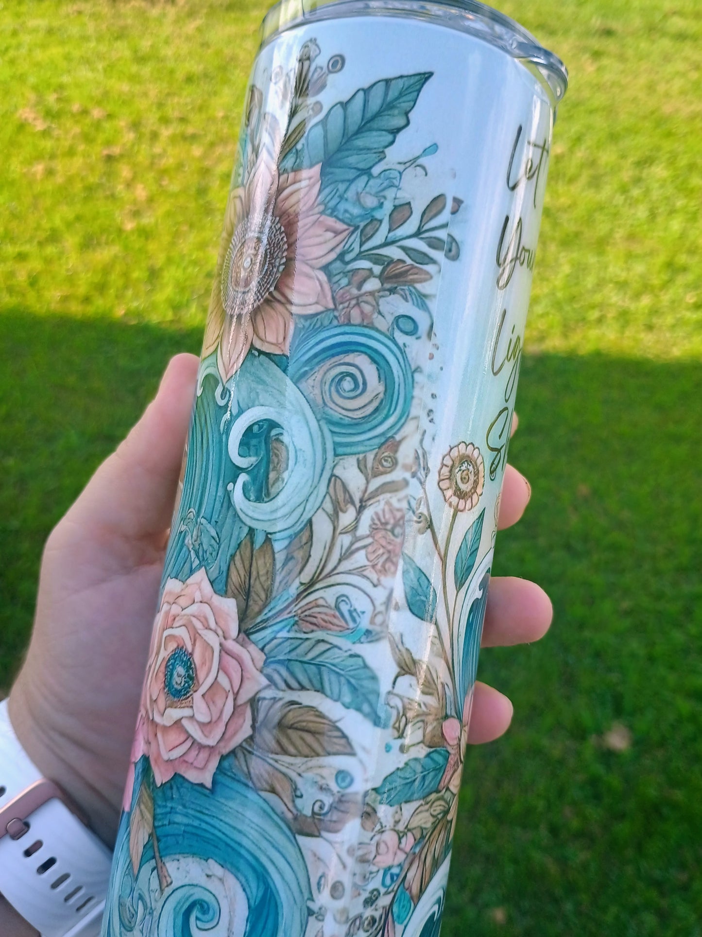 Let your light shine lighthouse boho style 20 oz tumbler