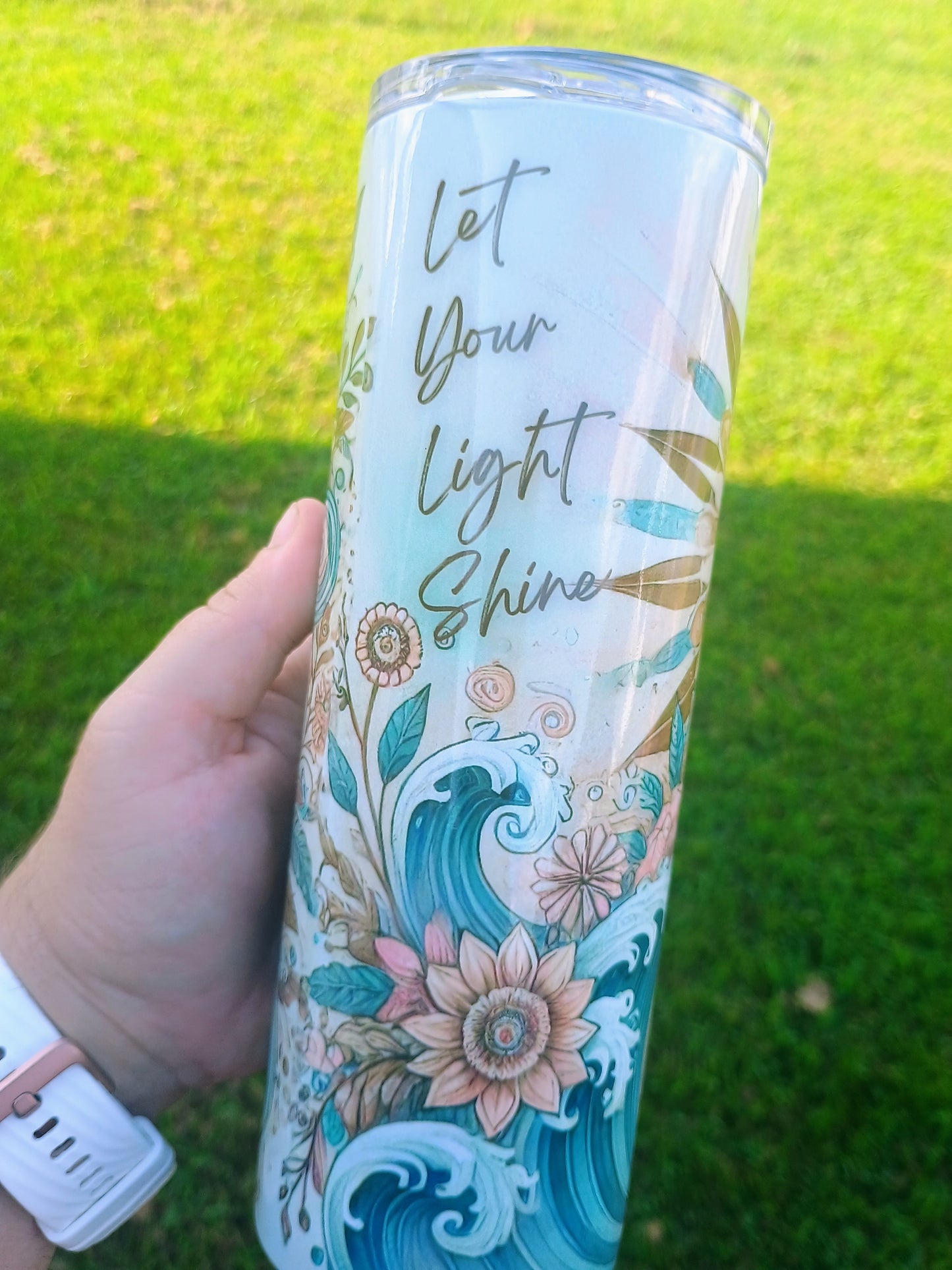 Let your light shine lighthouse boho style 20 oz tumbler