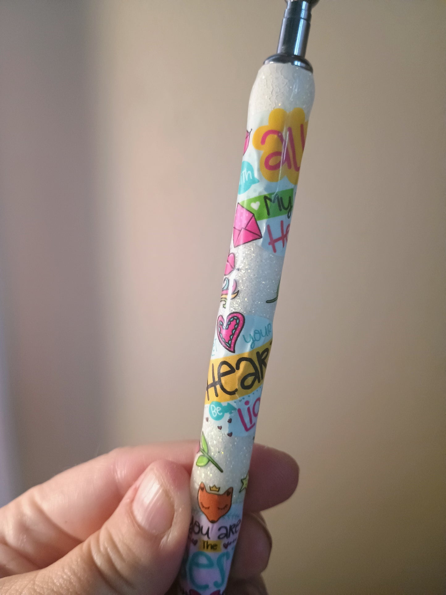 Teacher inspired glittered gel pen