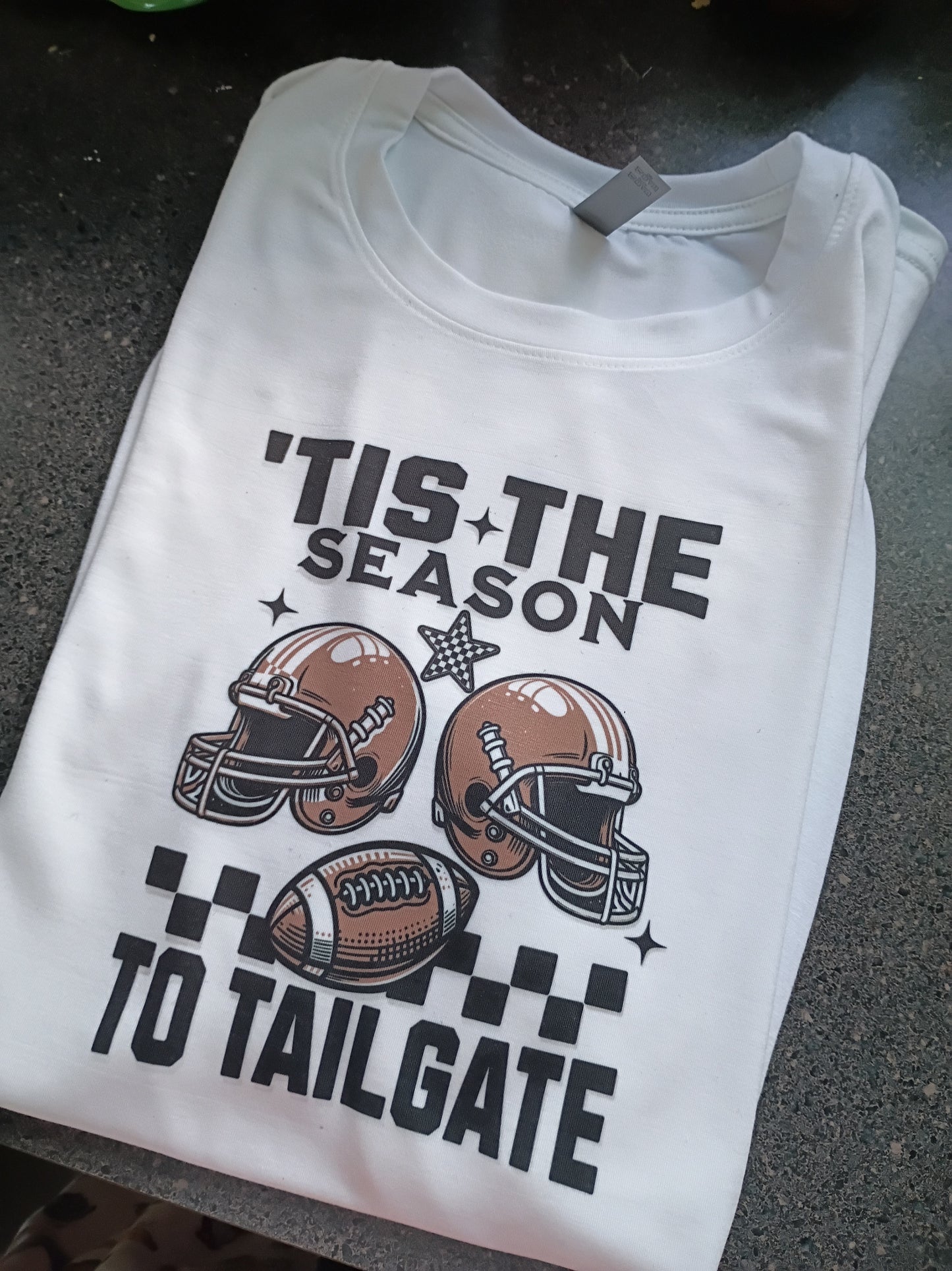 'Tis the Season to Tailgate Football T-Shirt – Game Day Tailgating Tee (White & Gray)