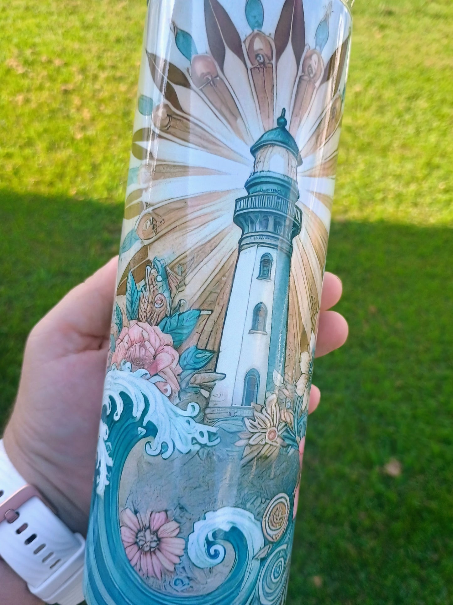 Let your light shine lighthouse boho style 20 oz tumbler
