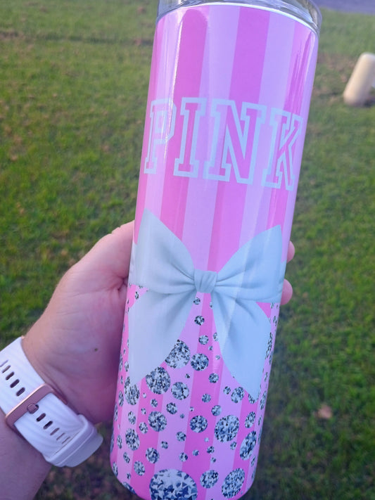 Pink Diamonds and Bow 20 o tumbler