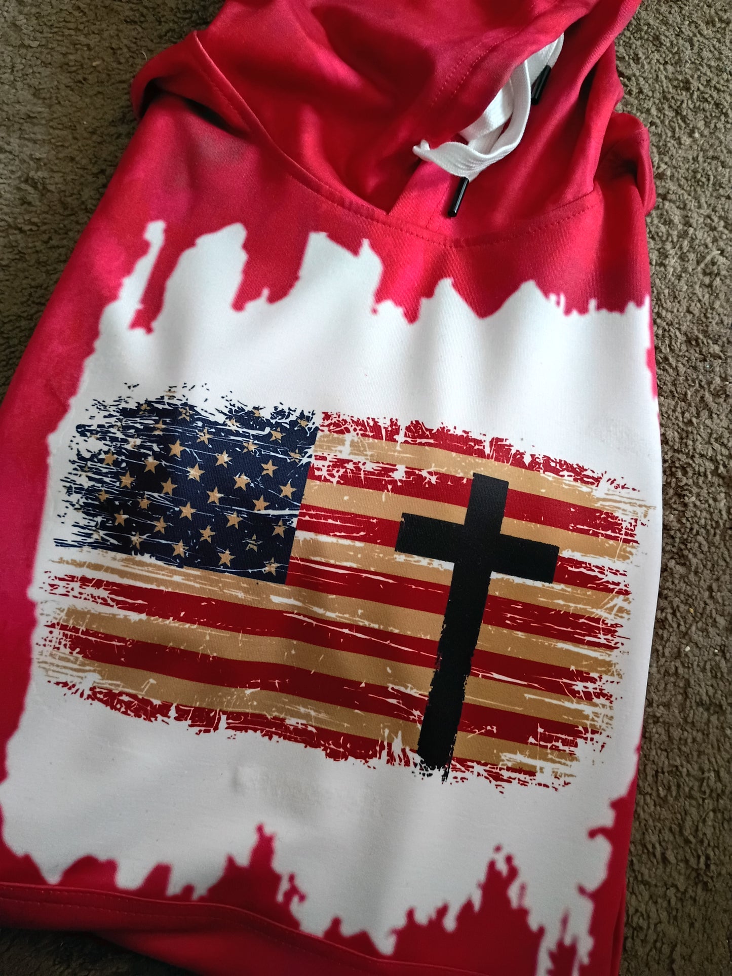 Patriotic Cross Flag Hoodie – Faith & Freedom Pullover