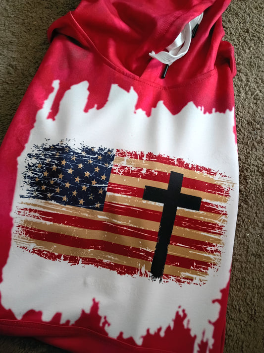 Patriotic Cross Flag Hoodie – Faith & Freedom Pullover