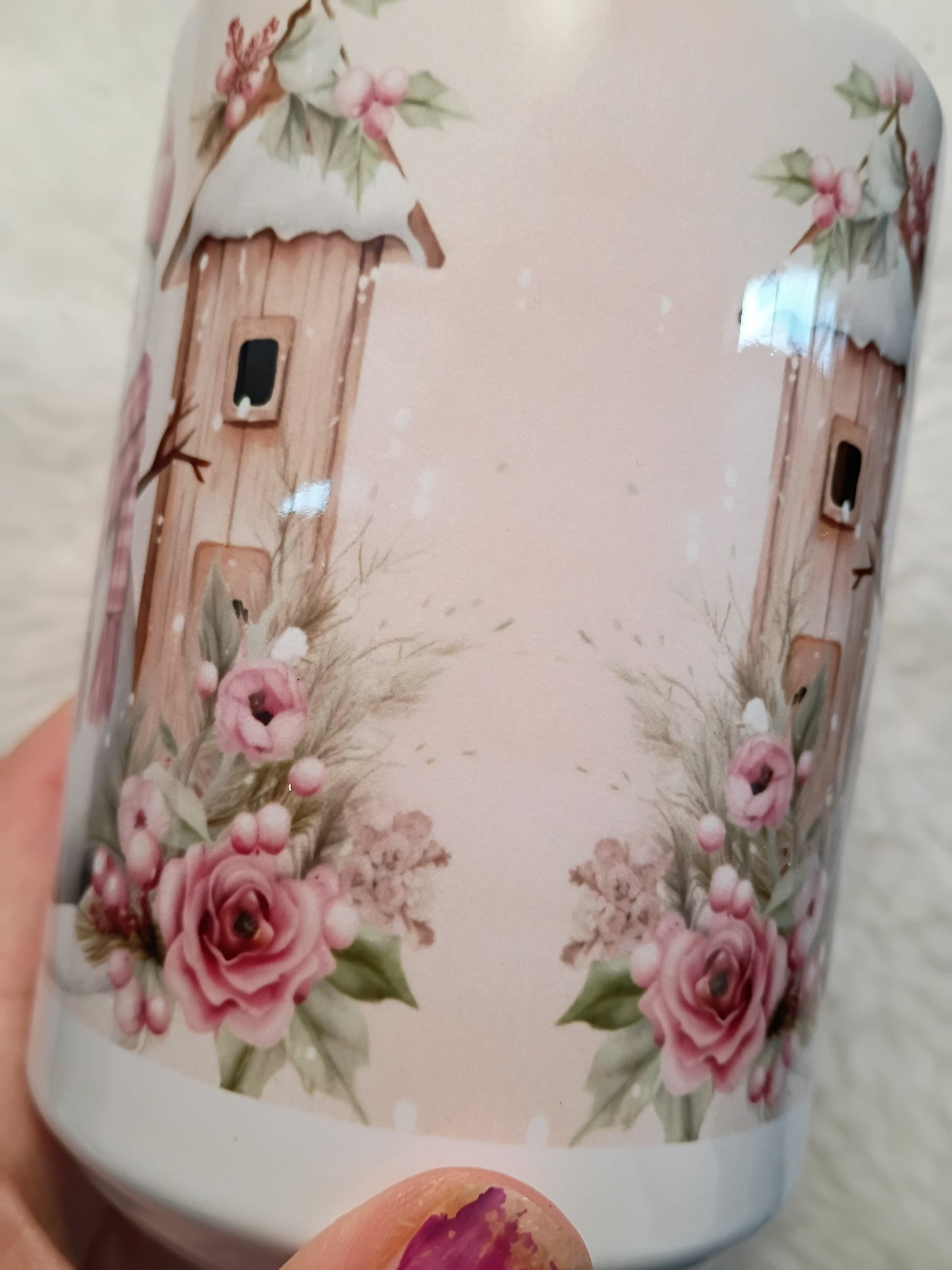 Pink Plaid Snowman 15 oz Mug – Cozy Winter Holiday Mug