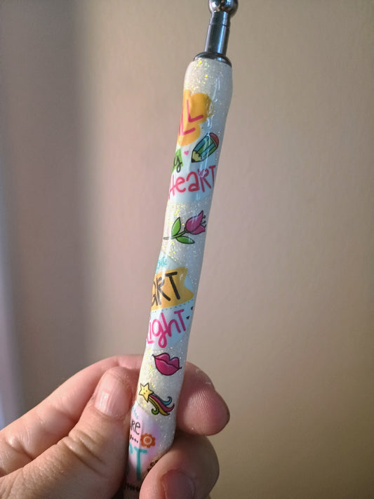 Teacher inspired glittered gel pen